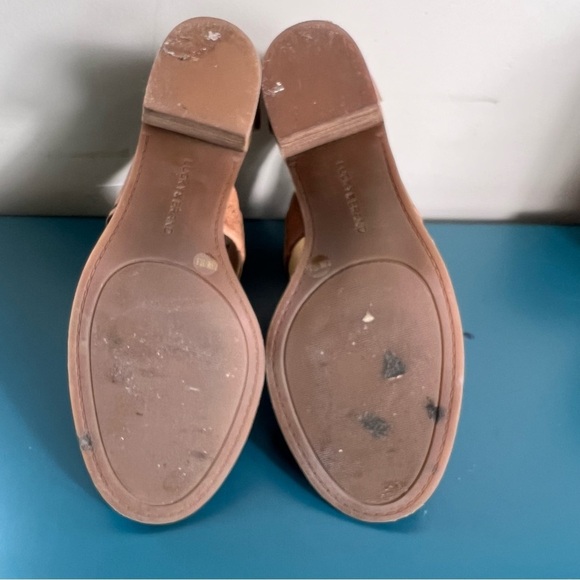 LUCKY BRAND LP-Kikah Open Toe Block Heels Tan Leather Zip Back Sandals US 7.5M - Picture 8 of 10